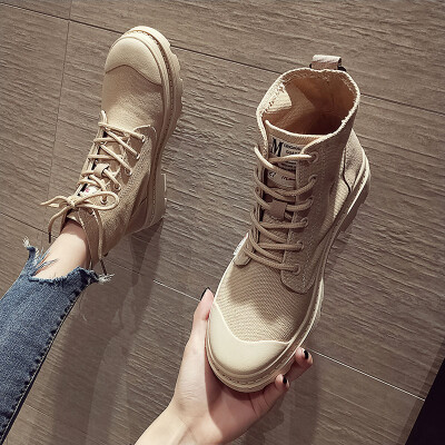 

Retro boots female autumn Korean round head lace desert boots academic casual Martins female tide