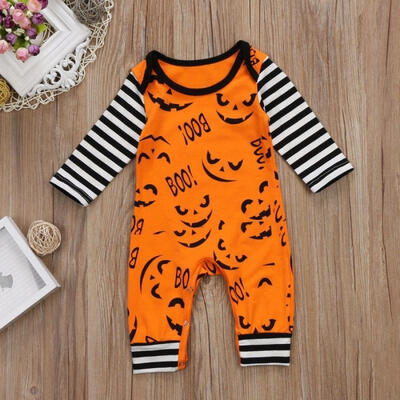 

Fashion Newborn Baby Boys Girls Pumpkin Romper Long Sleeve Bodysuit Clothes Outfits 0-2T