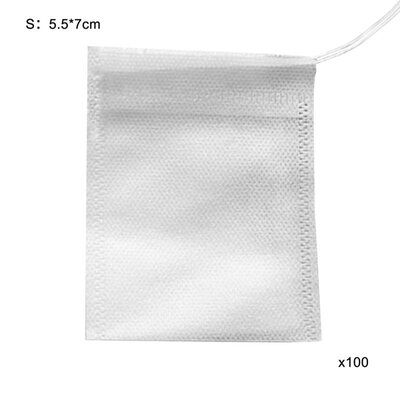 

100Pcs Ultra Thin Disposable No-woven Drawstring Tea Bag Mesh Filter Strainer
