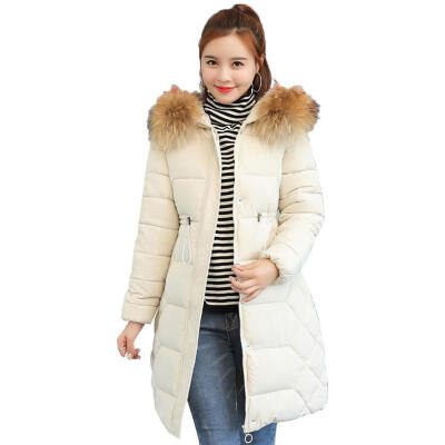 

Winter Fashion Women Fur Collar Long Down Jacket Thicken Coat Hooded Parkas