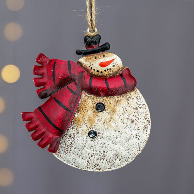 

FUNNYBUNNY Christmas Wrought Iron Pendant American Retro Old Decoration Santa Snowman Pendant Christmas Tree Decoration