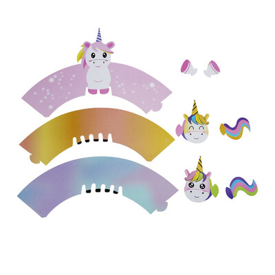 

12Pcs Set Dinosaur Zebra Alpaca Cup Cake Muffin Cupcake Wrappers Case Toppers Birthday Party Decor
