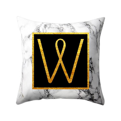 

Modern Pillowcases 4545 Gold Alphabet Word Letter White Marble Pattern Pillow Case Super Soft Throw Sofa Bed Cushion Cover Protec