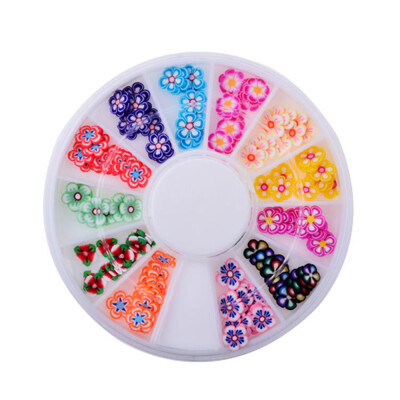 

Toponeto 3D Mix Fimo Nail Art Nail Tips Polymer Clay Slices Decoration Wheel New