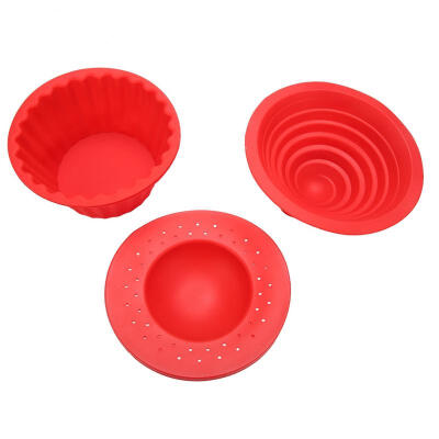 

Greensen 3Pcsset Food Grade Silicone Cake Molds Ice Cream Bread Mousse Mould Baking Tool Red