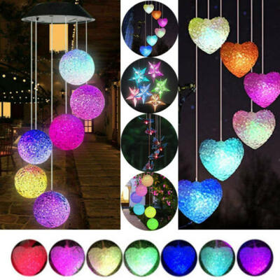 

Hanging WindChimes Solar Power LED Light Colour Changing Garden Outdoor Decor LI