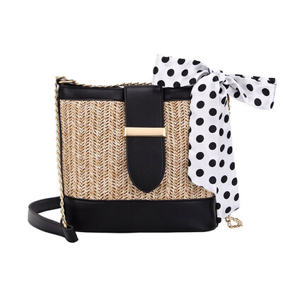 

Bohemian Straw Shoulder Bags Women Weaving Beach Handbags Summer Vintage Rattan Messenger Bag Ladies Scarf Crossbody Bags T30