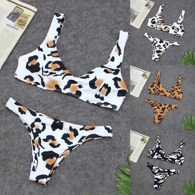 

New Women Leopard Bandage Bikini Set Push-up Brazilian Swimsuit Bathing Beachwear