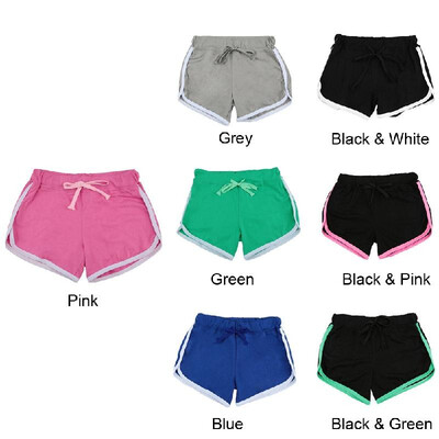 

Fashion Women Sports Shorts Contrast Binding Side Split Elastic Waist Yoga Shorts