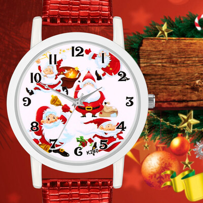

New Hot Dropshipping Fashion Christmas Gift Men And Women Students Watch Christmas Tree Snoman Deer Santa Claus Quartz Watch &Ff