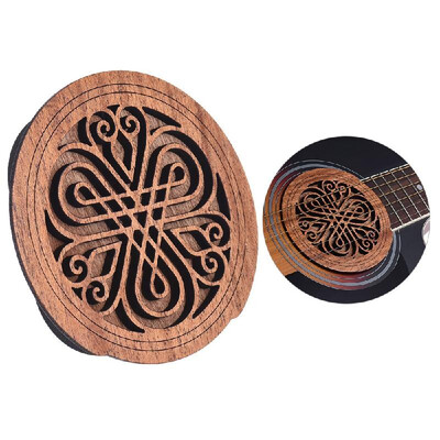 

Guitar Wooden Soundhole Sound Hole Cover Block Feedback Buffer Mahogany Wood for EQ Acoustic Folk Guitars