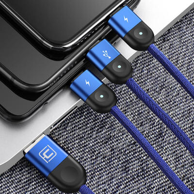 

Cafele 1 To 3 USB To Micro USB 8PIN Lightning USB Type-C Nylon Braided Charging Data Cable For Mobile Phone-13m