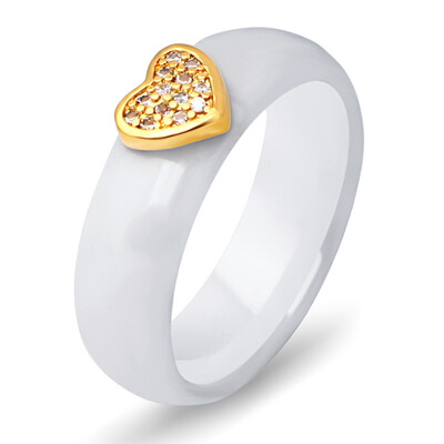 

New Mode Style Ceramic Micro Inlaid Zircon Heart-shaped Titanium Steel Ring Zircon Jewelry Engagement Promise Wedding Rings