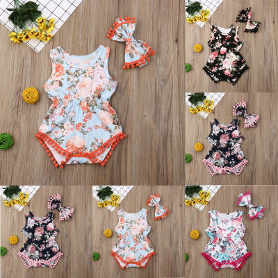 

Summer Clothes Kids Newborn Baby Girl Floral Romper Bodysuit Sunsuit Outfit Sets