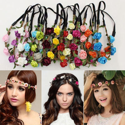 

Handmade Floral Crown Flower Headband Hair Garland Wedding Headpiece