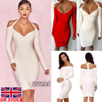 

Women Bandage Bodycon Long sleeve Evening Party Cocktail Slim Short Mini Dress