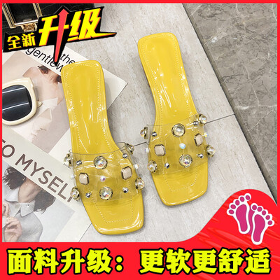 

Slipper women wear fashion Joker net red with slippers women 2019 new rhinestone thick with a word slippers