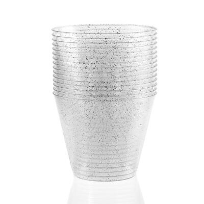 

100pcs 9oz Clear Plastic Cups Tumblers Silver Glitter Cups Disposable Wedding