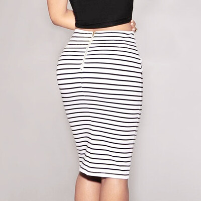 

Roseonmyhand Women Striped Skirt Sexy Slim Short Pencil Skirts Bow Tied Skirt