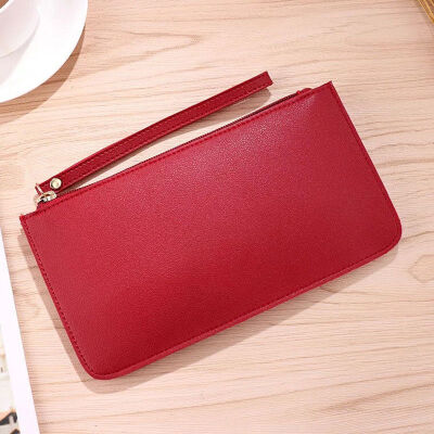 

2018 New Style Fashion Women Leather Solid Bifold Wallet Clutch Card Holders Purse Lady Long Zipper