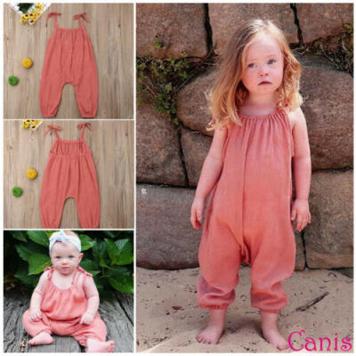 

US Infant Toddler Baby Girl Solid Cotton Romper Bodysuit Jumpsuit Clothes Outfit