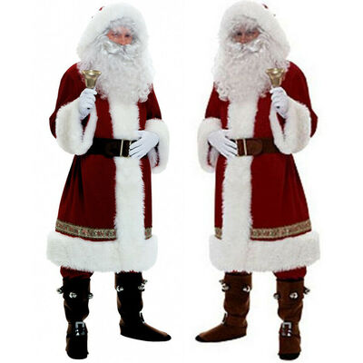 

6Pcs Xmas Santa Claus Costume Fancy Dress Adult Suit Cosplay Party Outfits