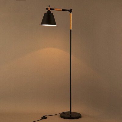 

Baycheer HL410534 Satin Black 1 Light Adjustable LED Floor Lamp with Wood Accents