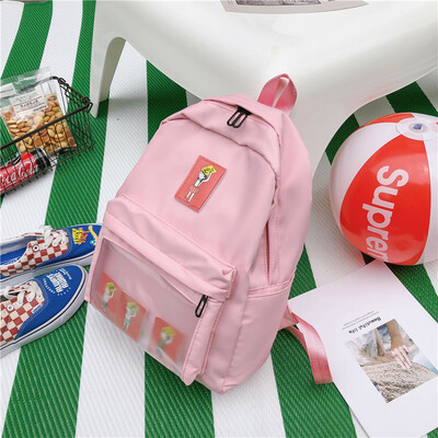 

Schoolbag female Korean version of ulzzang college students backpack high middle school ancient sense of junior high school ins wi