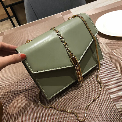 

Qiao Bani 2019 new South Korea Dongdaemun fashion simple solid color chain small square bag shoulder diagonal female bag