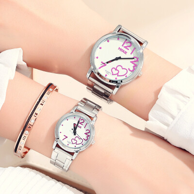 

Mi Ke 8196 student watch love stainless steel waterproof couple watch