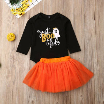 

Baby Girl My 1st Halloween Fancy Pumpkins Romper Tutu Tulle Skirt Outfit Clothes