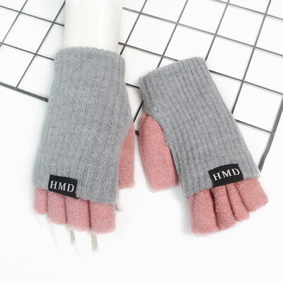 

New Fashion Women Winter Warm Knitted Crochet Gloves Long Fingerless Arm Warmers Gloves Mittens Double Warm Student Gloves