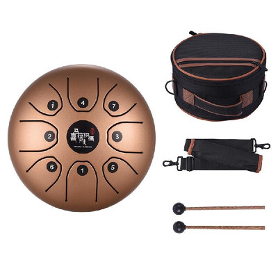 

8 Inch Compact Size 8-Tone Steel Tongue Drum C Key Percussion Instrument Hand Pan Drum with Drum Mallets Carry Bag