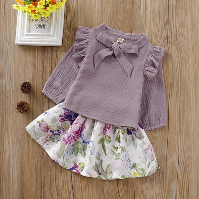 

Newborn Baby Girls Clothes Sets 2pcs Cotton&linen Tops T-shirt Flowers Skirts Fall Summer Outfits Set