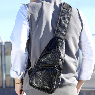 

Tailored Mens Diagonal Backpack Crocodile Pattern Sports Usb Chest Bag Outdoor Package