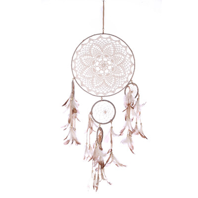

Five-rings Feather Flowers Dream Catcher Wall Hanging Home Car Decor Craft