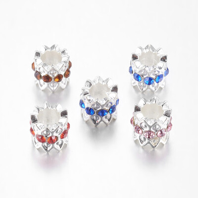 

Alloy European Beads with Rhinestone Tube Mixed Color 95x95mm Hole 5mm