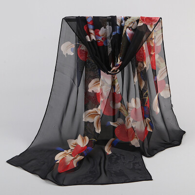 

2018 spring new magpie primrose ladies chiffon silk scarf wholesale Yiwu small scarf scarf gift