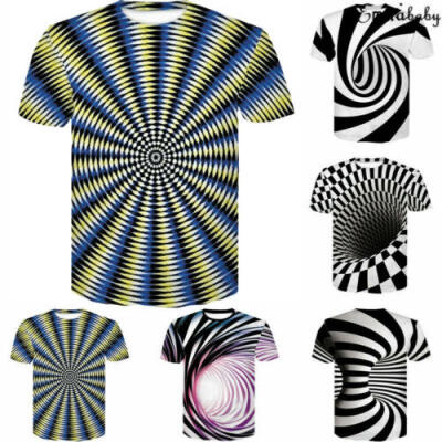 

Men 3D Optical illusion T-Shirt Hypnosis Swirl Print Short Sleeve Tee Tops -3XL