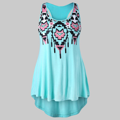 

Roseonmyhand Fashion Women Casual Sleeveless O-Neck Plus Size Racerback Tribal Print Tank Top