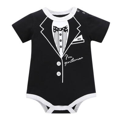 

Cute Gentleman Print Newborn Baby Boys Girls Cotton Clothes Short Sleeve Letter Romper Jumpsuit Outfit For 6-24 Months Baby