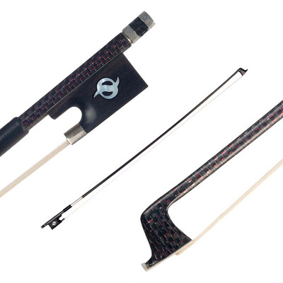 

Carbon Fiber Violin Bow with 44 Red Wire Twine Copper Mounted Ebony Frog Mongolia Horse Hair for 44 Full Size Violin