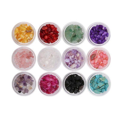 

12 Colors Natural Jade Gravel Nail Art Charms Crystal Stone Manicure Tools