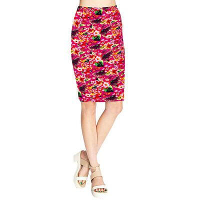 

Roseonmyhand Women Pencil Midi Knee-Length Elastic High Waist Printing Skirt