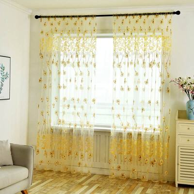 

Curtain French Window Pastoral Style Flowers Printed Gauze Curtains For The Living Room Panels Bedroom Kitchen Home Decoration