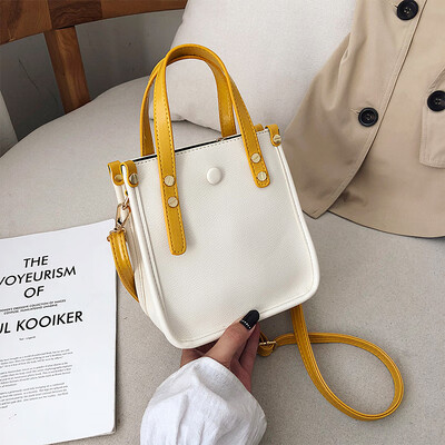 

Advanced sense of foreign style womens bag 2019 new retro simple bag wide shoulder strap contrast color shoulder slung small squa