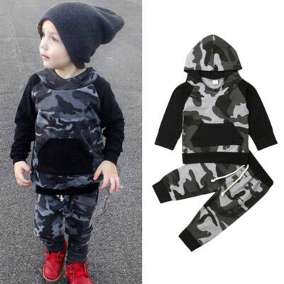 

Toddler Infant Baby Boys Clothes Camouflage Hooded TopsPants 2PCS Outfits Set