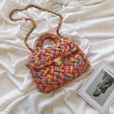 

Small square bag woven handbags new 2019 Messenger bag summer small fresh fashion wild handbag