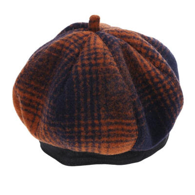 

Warm Fashion Artist Felt Women Beret Hat Casual Plaid Autumn Winter Cap