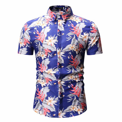

Tailored Mens Printed Casual Button Down Short Sleeve Shirt Top Blouse